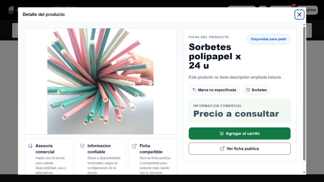 Detalle de producto y acciones de compra de 3CEcommerce
