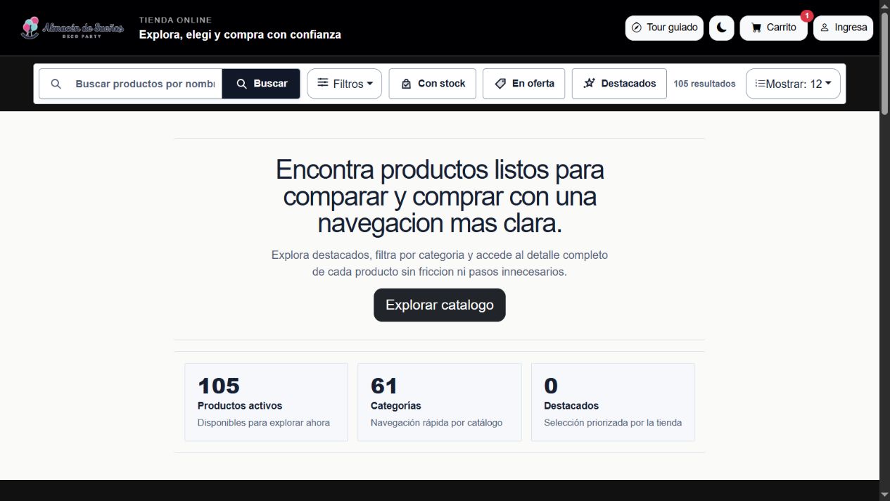 Portada y buscador del catálogo Almacén de Sueños
